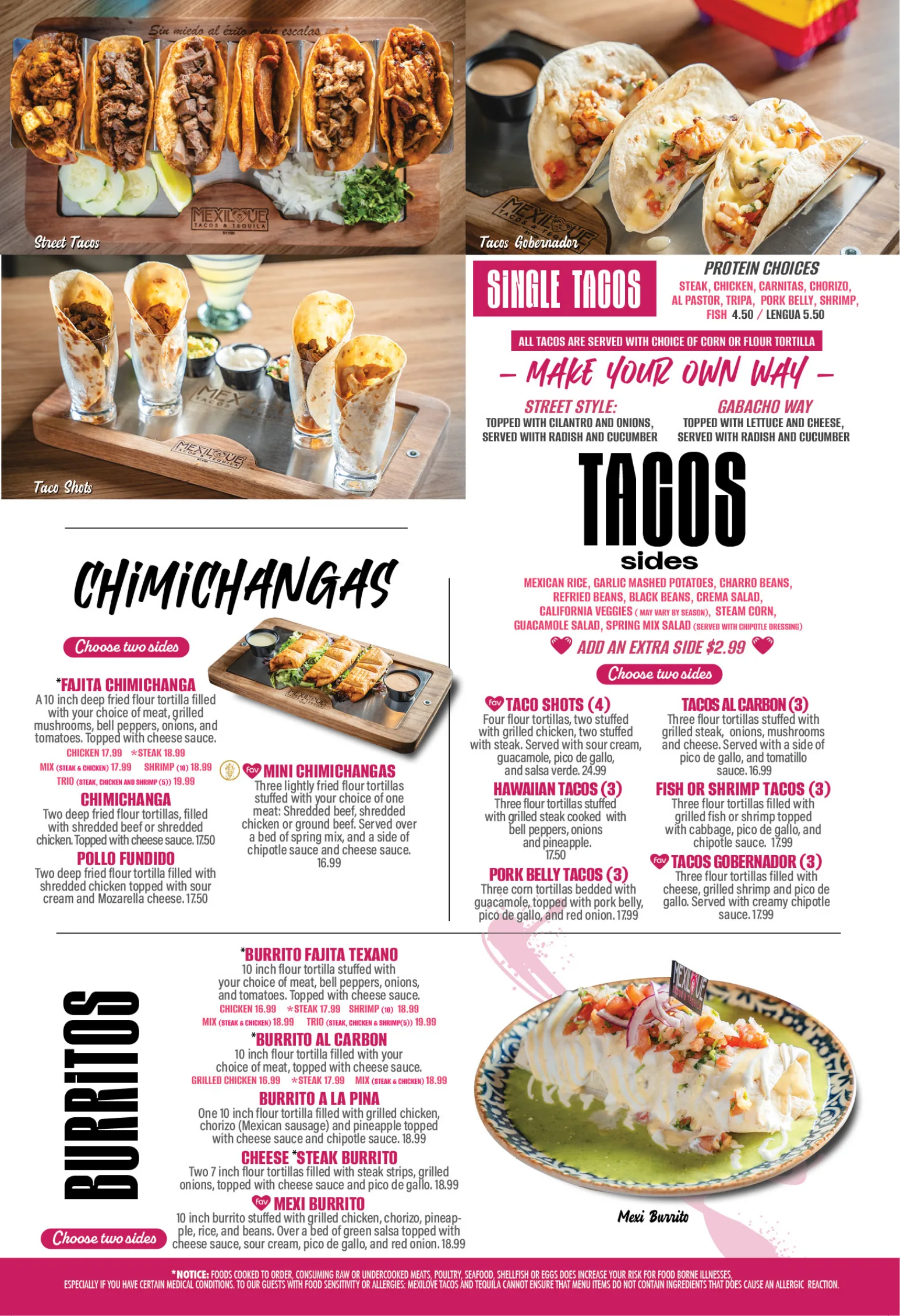Mexilove Tacos & Tequila menu, page 4